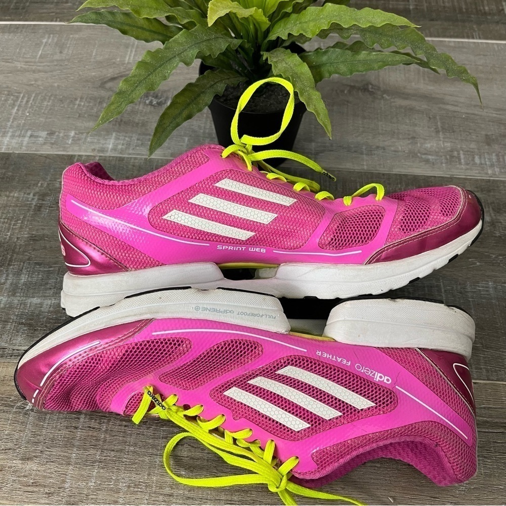 ADIDAS Adizero Pink White Feather Sprint Frame Size 8.5 - Picture 5 of 16